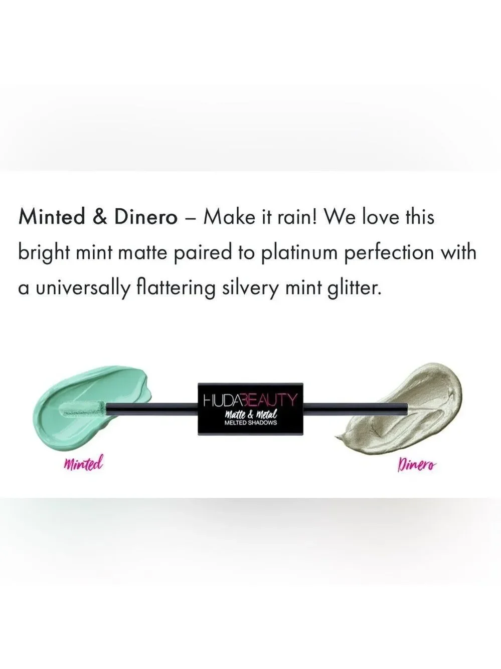 Huda Beauty Matte Metal Melted Shadow Minted Dinero New In Box